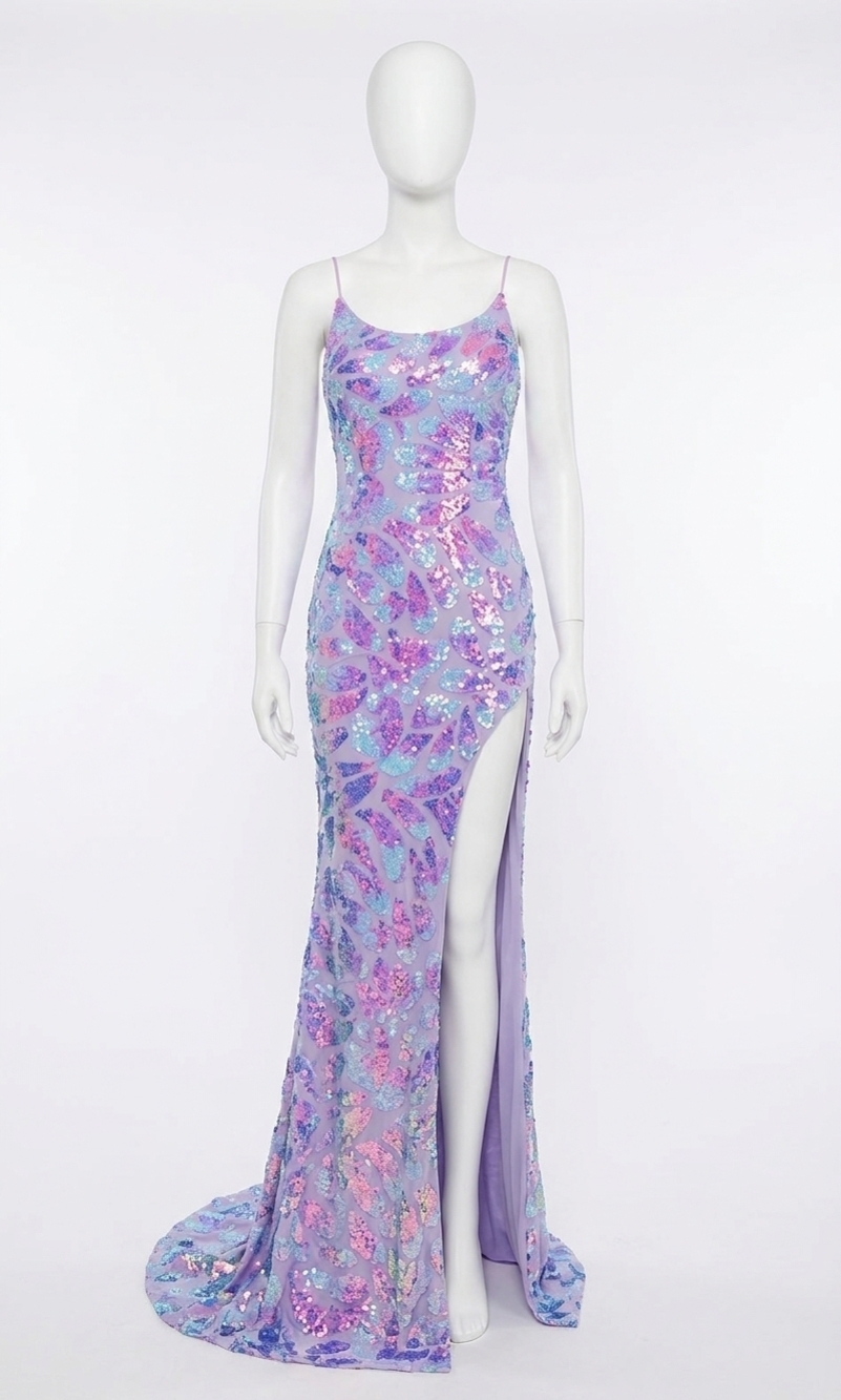 NEW RACHEL ALLAN the erin gown: long formal prom dress in lilac aqua